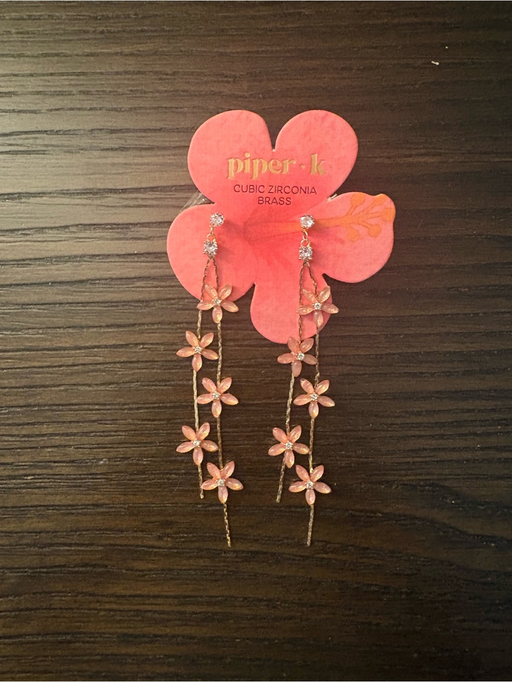 NEW Piper K Pink Flower Drop Earrings